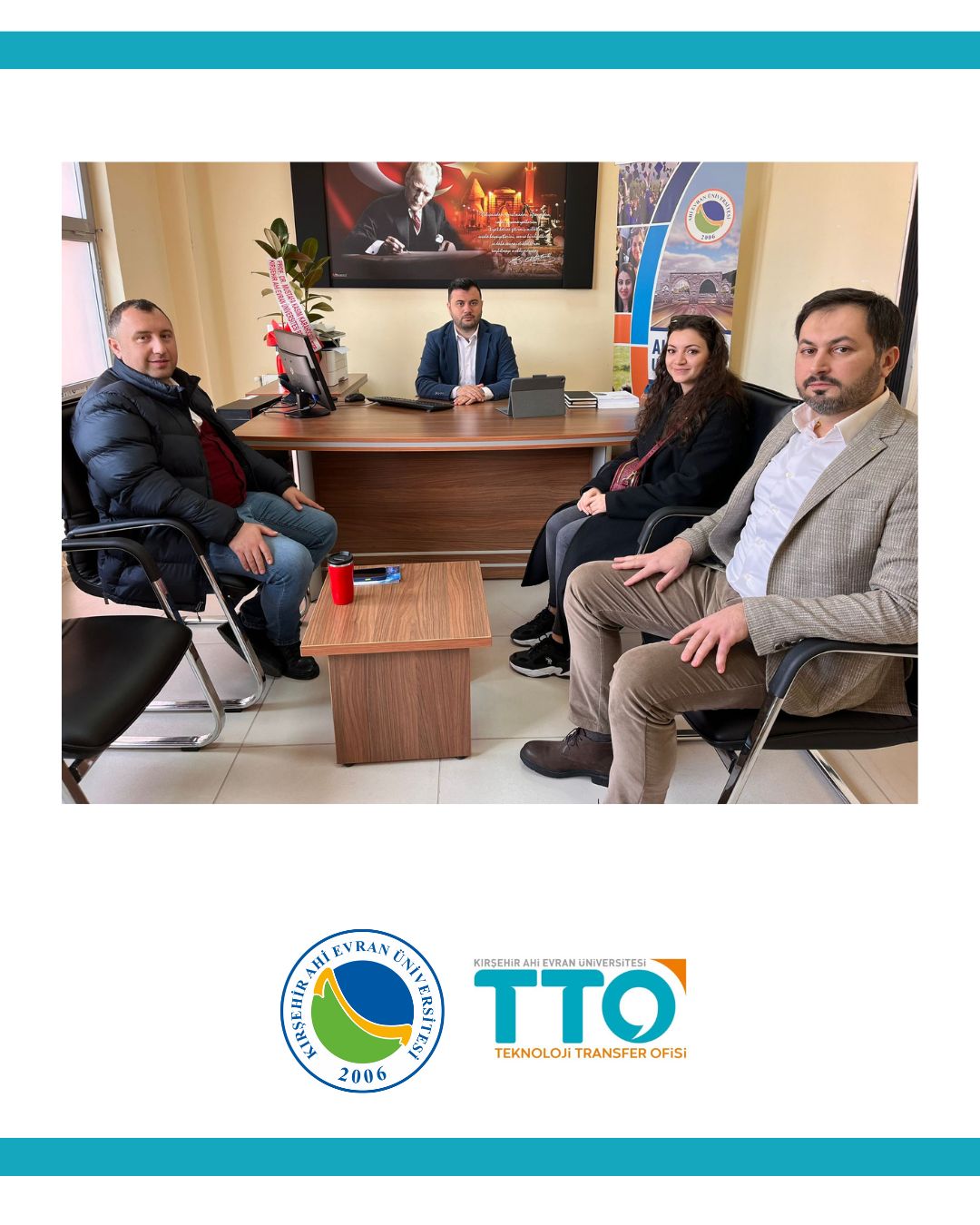 Yönetim Kurulu Başkanımız Doç. Dr. Gökhan FİLİK ve Sosyal Medya Sorumlumuz  Ziraat Mühendisi Sena KARAKUŞ ile birlikte Kırşehir Ahi Evran Üniversitemizin Teknoloji Transfer Ofisi Uygulama ve Araştırma Merkezi ziyareti gerçekleştirildi.
